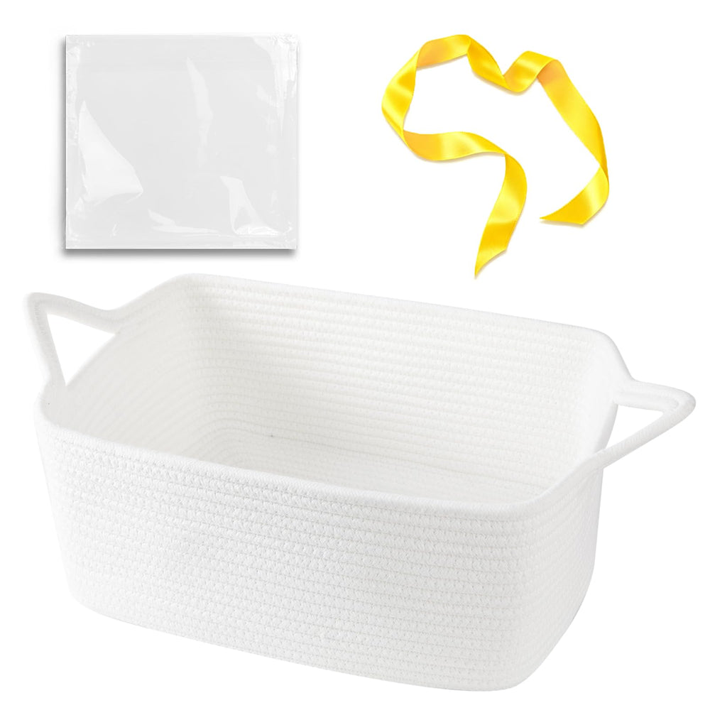 OIAHOMY woven rope basket with gift bags and ribbons for easy gifting and stylish display.