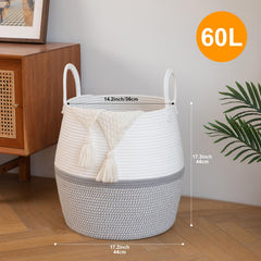 OIAHOMY woven storage basket showing durable cotton rope construction.