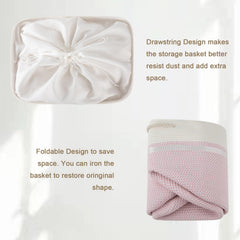 OIASKET 95L pink and white basket complements nurseries and living rooms
