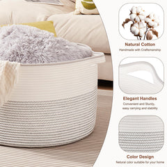 OIASKET bedroom setup with the woven basket for towels and pillows.