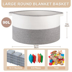 OIASKET large storage basket with two handles, perfect for transporting blankets and pillows.
