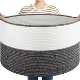 OIASKET large blanket basket with handles for easy transport and tidy living spaces