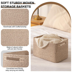 OIASKET storage baskets arranged on shelves for organized living room storage