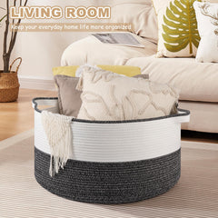 OIASKET woven cotton rope basket in natural tones to simplify storage