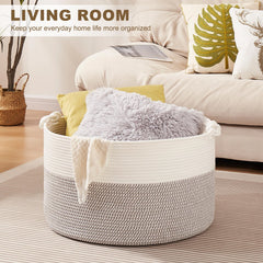 OIASKET woven cotton rope basket highlighting durable, soft material for kids’ toys