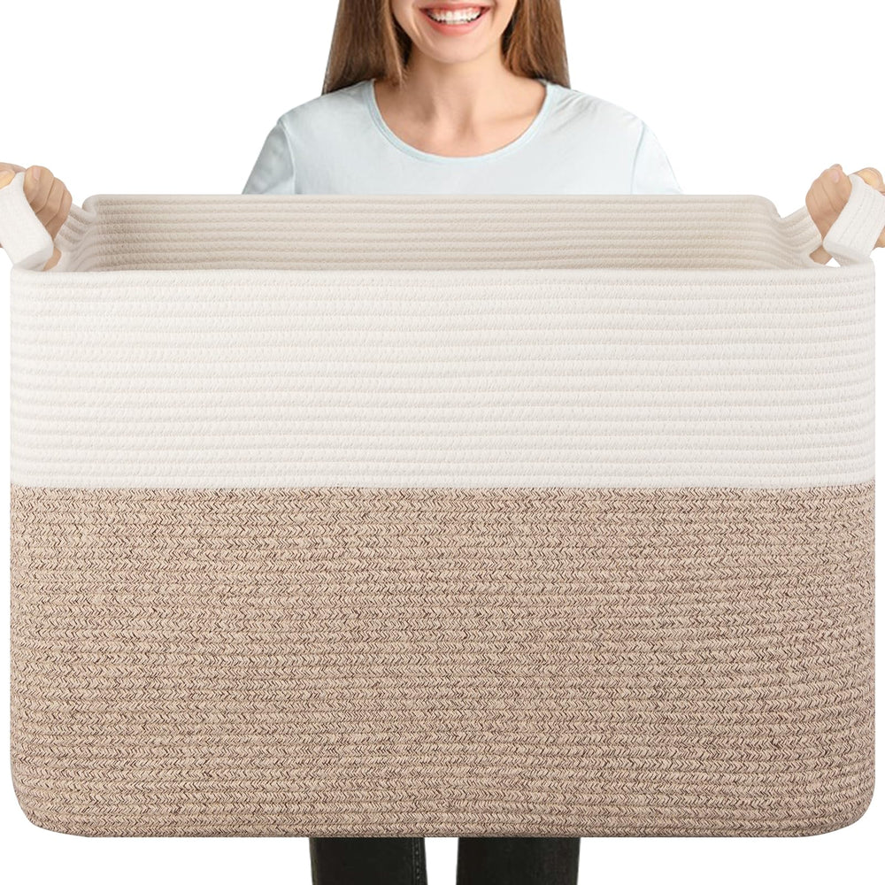OIASKET XXXL blanket basket 25x16x16 brown-white weave for blankets