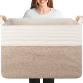 OIASKET XXXL blanket basket 25x16x16 brown-white weave for blankets