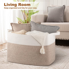OIASKET XXXL blanket basket sturdy handles for easy moving between rooms