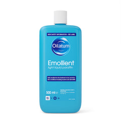 Oilatum Emollient 500ml bottle front to soothe dry eczema-prone skin.