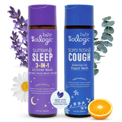 Oilogic Slumber and Sleep bath image showing calming bath time for baby.
