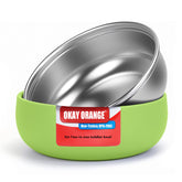 OKAY ORANGE non-slip base keeps toddlers steady during self-feeding