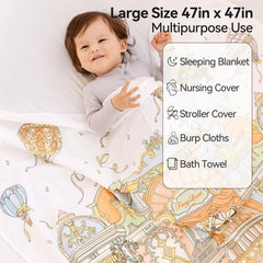 Okayinn 47x47 swaddle offers versatile use as swaddle, tummy time mat, and stroller shade.