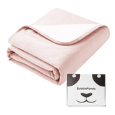 Okayinn BubblePanda soft bamboo blanket pink, plush texture for newborn snuggles.