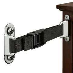 OKETHERMO furniture anchors set installed on a dresser for baby safety.