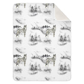 Ollabaky Forest Wolf baby blanket with forest pattern for cozy crib and stroller