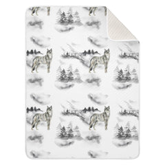 Ollabaky Forest Wolf baby blanket with forest pattern for cozy crib and stroller