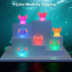 ollycasa axolotl night light recharge port for cordless use in any room.