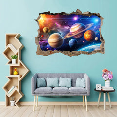 OLMIXA girls' room space decal adds color and inspiration to a kid-friendly space.