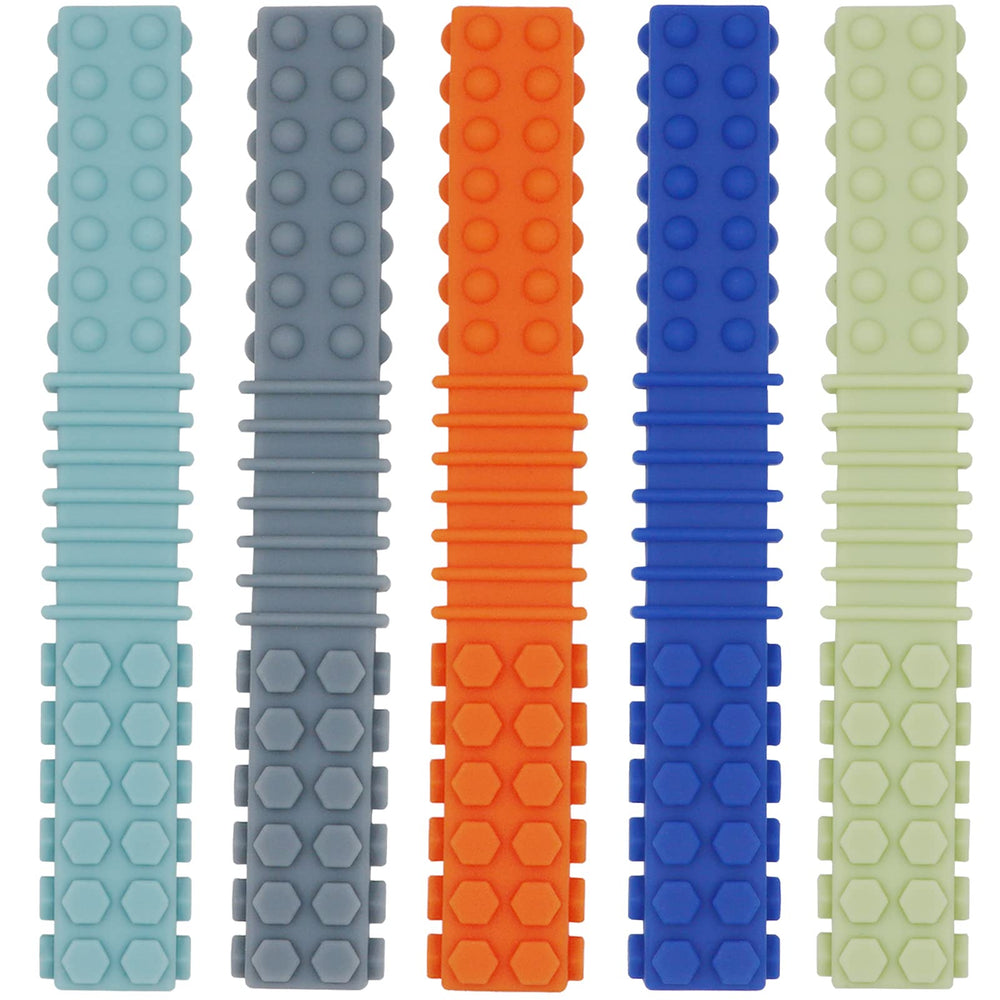 Olugu sensory chewy toys, 5-pack, colorful textured teether set for calming sensory play