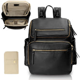 Omanmoli diaper bag backpack with leather exterior for durable daily use.