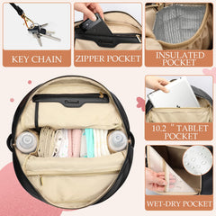 Omanmoli diaper bag insulated pockets keep milk and food at safe temperature.
