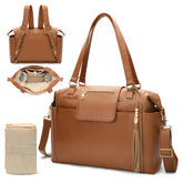 Omanmoli leather diaper bag tote silhouette with ample storage for busy days