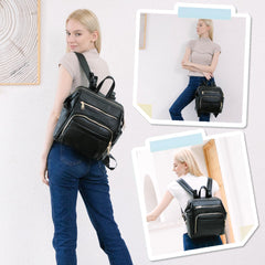 Omanmoli mini diaper bag highlighting insulated pockets for bottles and snacks.