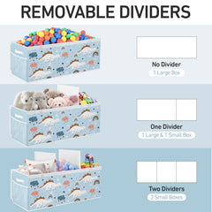omedecal toy box with side mesh pockets for quick-access items.