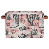 OMFUNS Western Cowboy storage bin front view with sturdy handles for easy transport