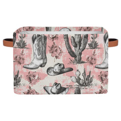 OMFUNS Western Cowboy storage bin front view with sturdy handles for easy transport