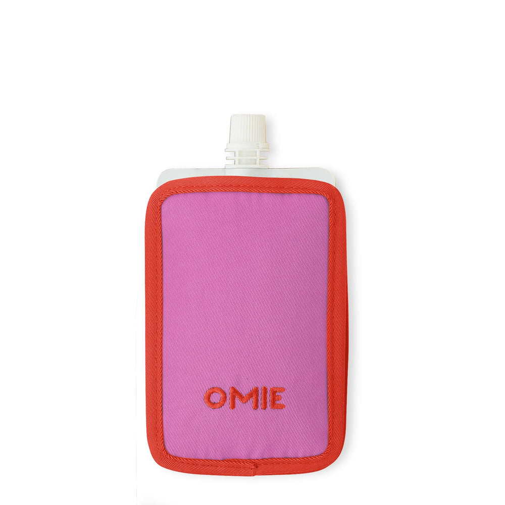 OmieChill pouch sleeve insulation keeps snacks cool while you travel.