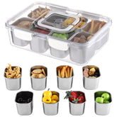 OMISTAR snack box with 8 compartments for organized snacks and fruits.