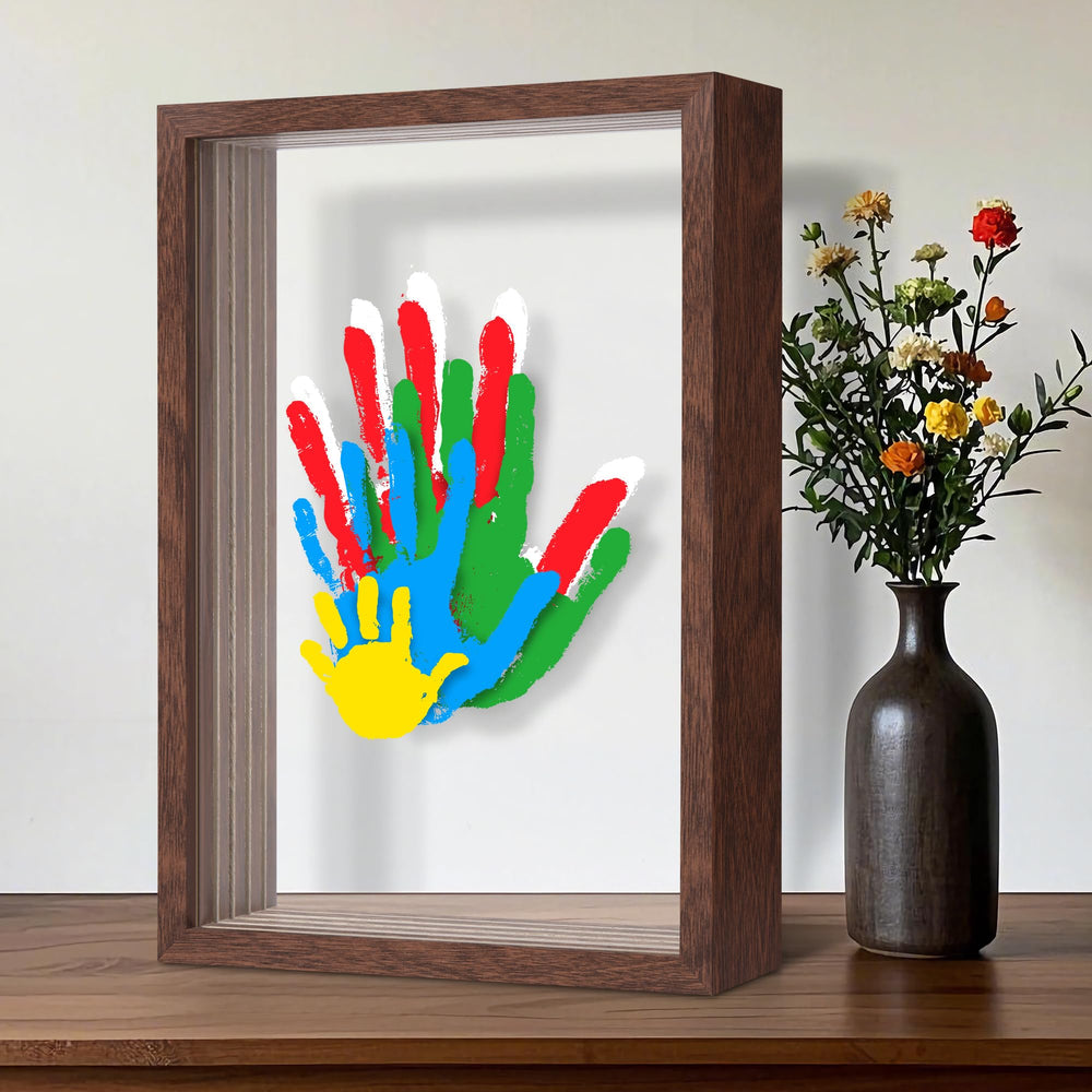 Omrhvi family handprint kit frame shows a timeless keepsake for family memories