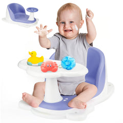 OMYbaby bath seat with tray blue — front view for easy reach of bath essentials