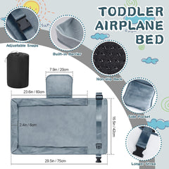 Omzer airplane bed toddler extended on seat for a comfortable footrest.