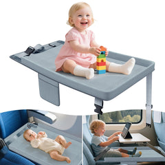 Omzer airplane bed for toddler folded in storage bag for compact travel.