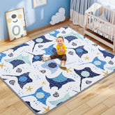 Omzer Baby Play Mat with ocean design supports curious babies during play.