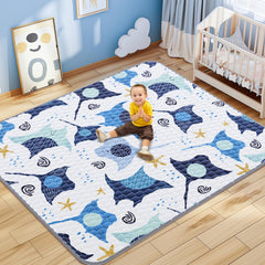 Omzer Baby Play Mat with ocean design supports curious babies during play.