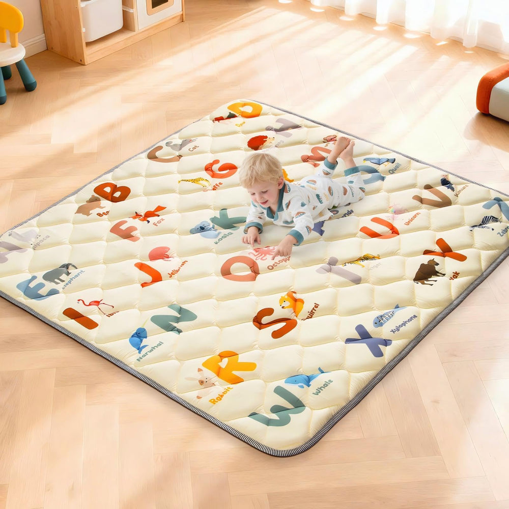 Omzer Baby Play Mat with animals and alphabet design promotes learning through play.