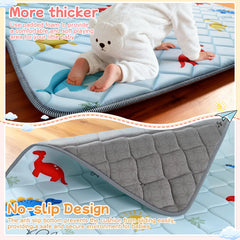 Omzer play mat anti-slip bottom keeps movement steady during play.