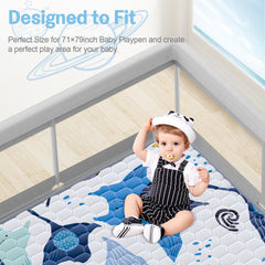 Omzer play mat highlights non-slip bottom for stable crawls and safe play.