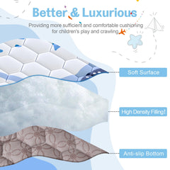 Omzer play mat has reinforced edges to maintain shape during busy play.