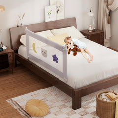 Omzer bed rail for toddlers in full view showing sturdy guard for safe bed transitions