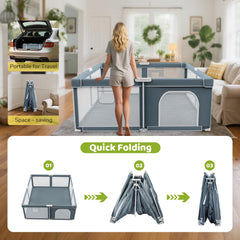 Omzer foldable playpen 360-degree mesh for visibility and airflow.