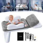 Omzer inflatable toddler bed with cup holder on airplane for drinks within reach