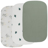 Onacosht muslin bassinet sheets with green floral cactus pattern for newborn comfort