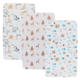 Onacosht stretchy bassinet sheets three-pack with animal print for cozy sleep