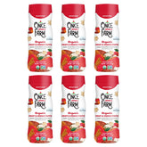 Once Upon a Farm puff canister on shelf, convenient on-the-go snack