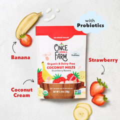 Once Upon a Farm coconut melts ingredient close-up shows real fruit