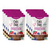 Once Upon a Farm coconut melts packaging with probiotics offers convenient on-the-go snack for toddlers.
